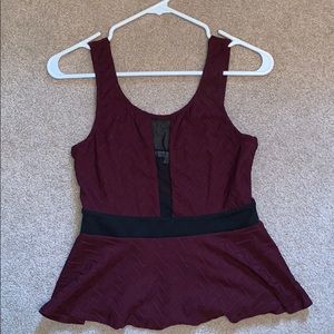 Maroon Peplum Top